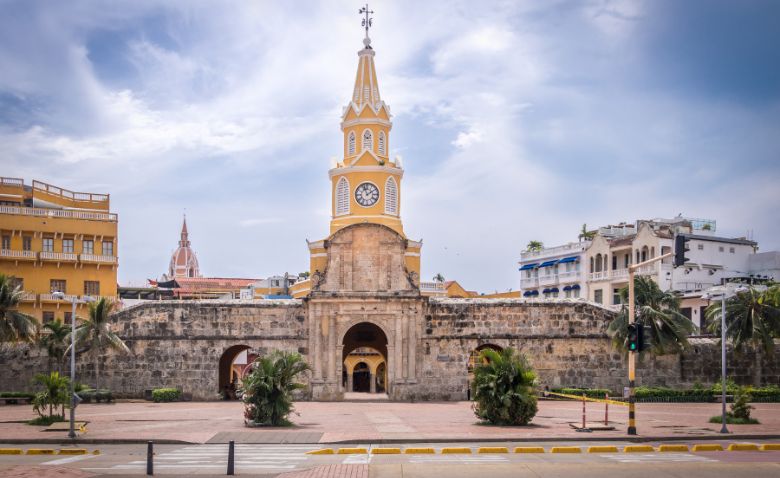 La Torre del Reloj, entrada principal a la Ciudad Amurallada de Cartagena, Colombia